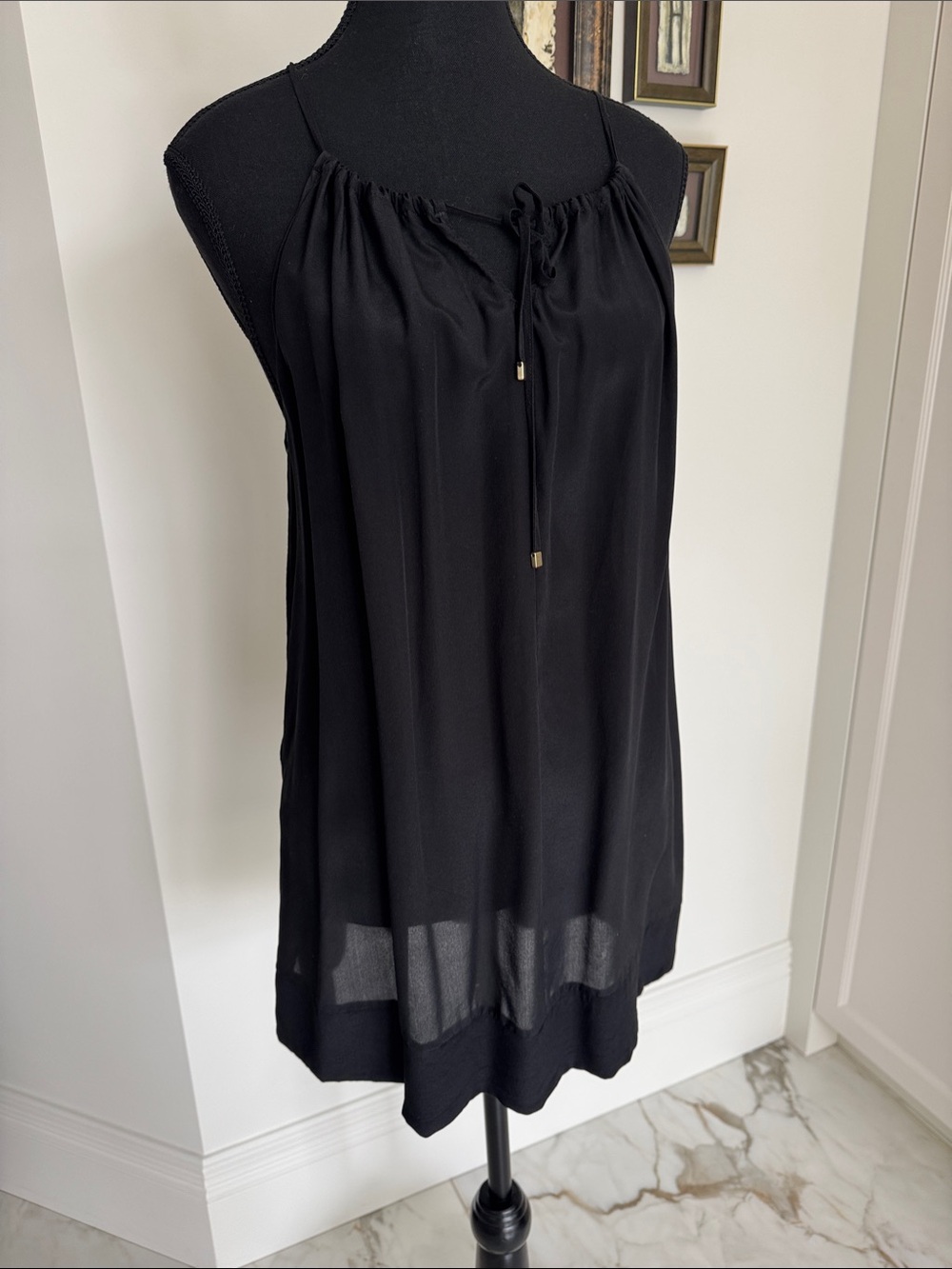 MARELLA Black Silk Spaghetti Strap Camisole Top
